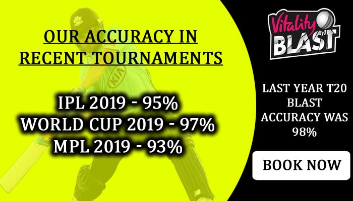 t20 blast 2019 accurate predictions